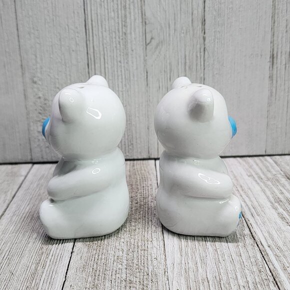 Vintage Loomco Salt and Pepper Shakers Teddy Bears Blue White 1992 - Picture 2 of 8